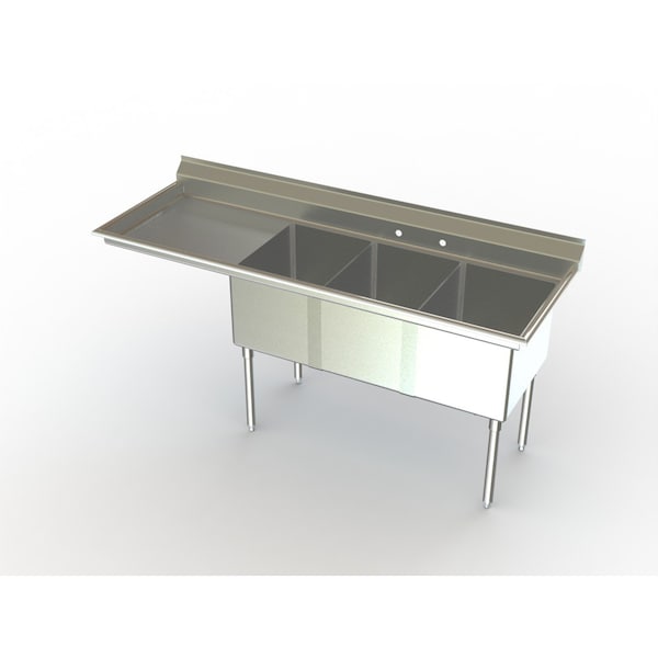 Deluxe NSF Three Comp Sink W/ 18" Lh Drainboards.